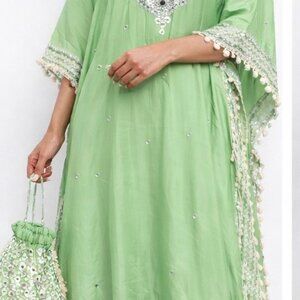 Women’s Green Kaftan Set Elegant BRAND NEW, Party Wear, India Size XL (US-L)